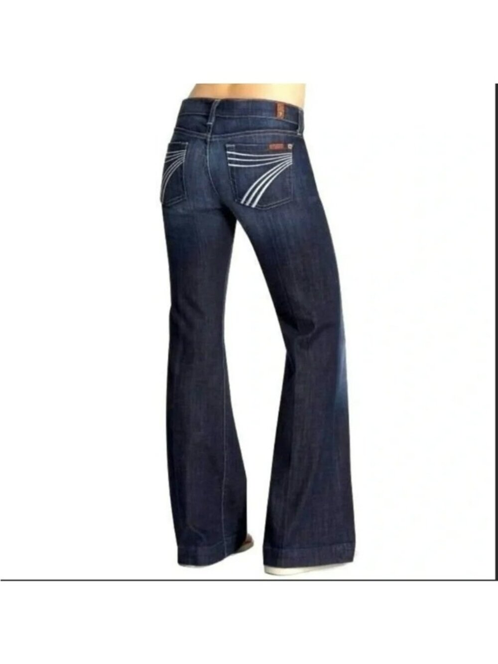 7 For All Mankind Dojo Flare Jeans Womens 28 Blue Dark Wash Denim